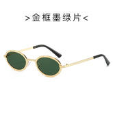 (6 PACK) Wholesale Sunglasses New Arrival Round Fashion Metal Vintage 2024 - BulkSunglassesWholesale.com - Gold Frame Green Lens